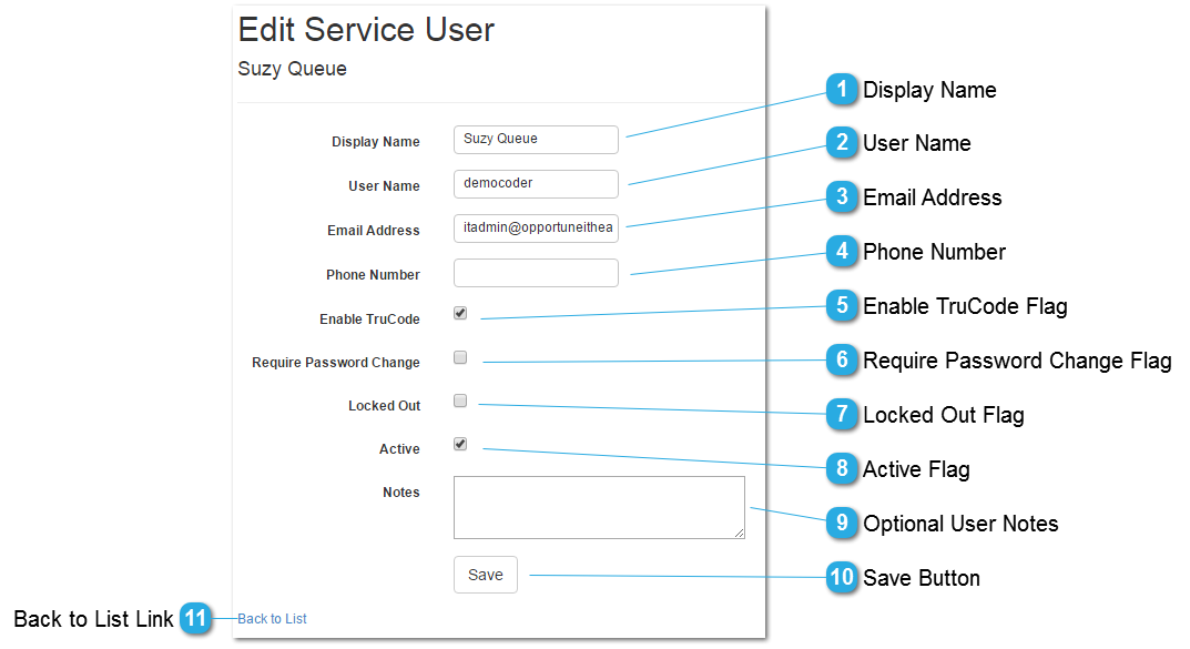 Edit Service User