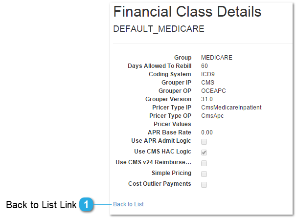 Financial Class Details