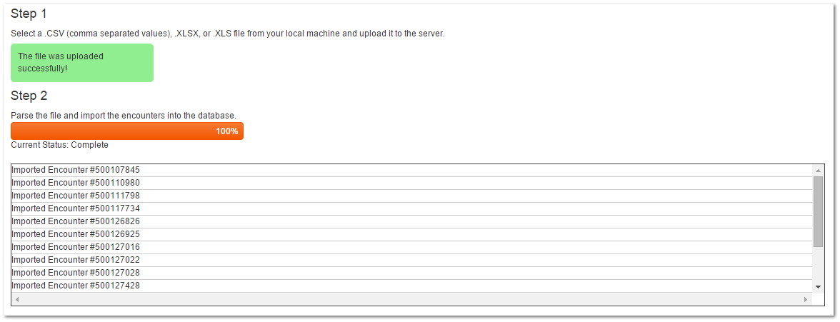 Upload Step 2 - Read and Upload Encounters From File